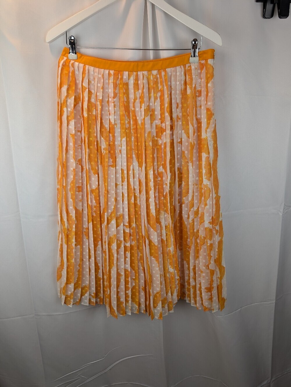 Jil Sander Navy Pleated Orange & White Skirt Size M (40) In EUC